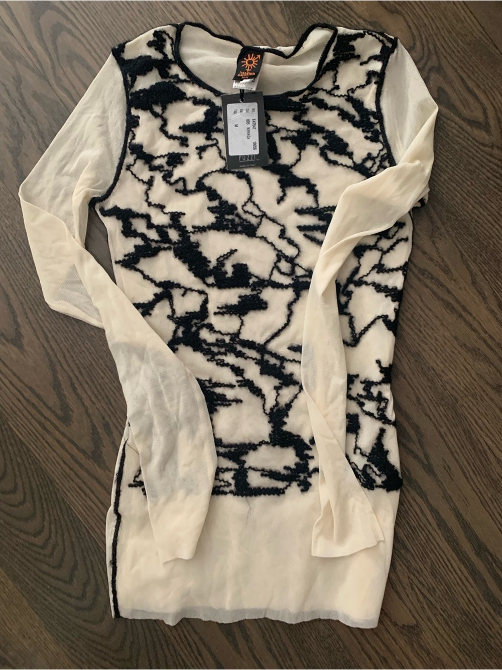 Jean Paul Gaultier Cream and Black Textured Knit Top